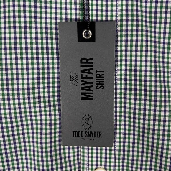 Todd Snyder The Mayfair Dress‎ Shirt Men's 17 32/33 White Green Purple Check NWT